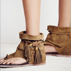 Olive green free people Moto sandals